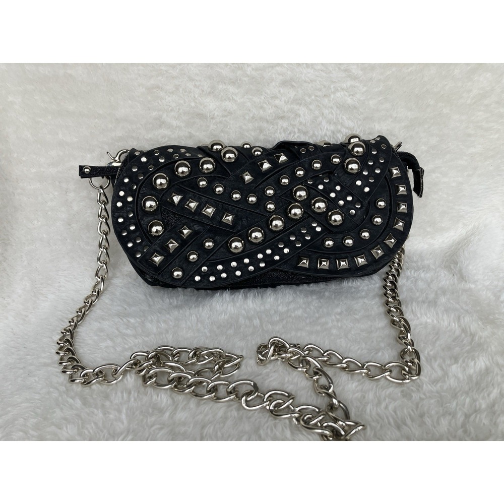 Nicole Lee USA Black Studded Handbag Moto Inspired